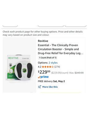 Revitive Circulation Booster Foot Massager NWT In Box Stimulate leg Muscles
